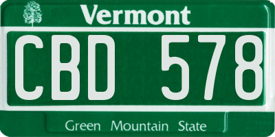VT license plate CBD578