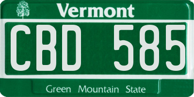 VT license plate CBD585