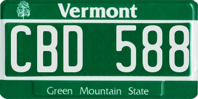 VT license plate CBD588
