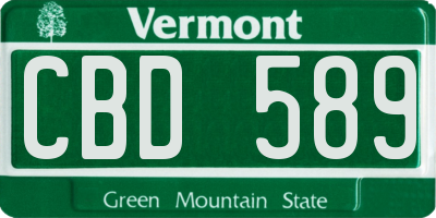 VT license plate CBD589