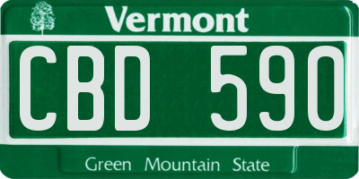 VT license plate CBD590
