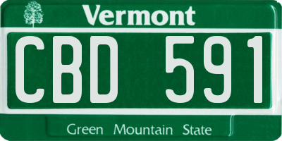 VT license plate CBD591