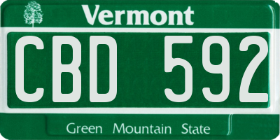 VT license plate CBD592