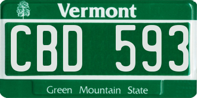 VT license plate CBD593