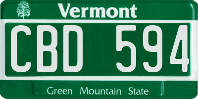 VT license plate CBD594
