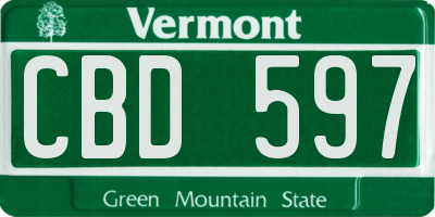 VT license plate CBD597