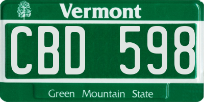 VT license plate CBD598