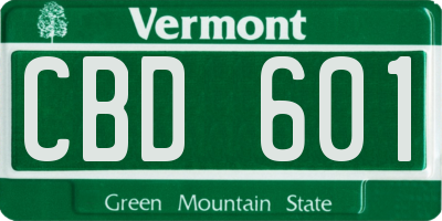 VT license plate CBD601