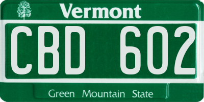VT license plate CBD602
