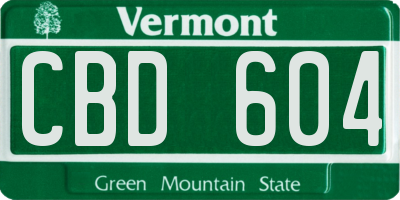 VT license plate CBD604