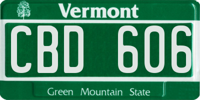 VT license plate CBD606