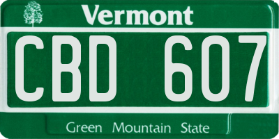 VT license plate CBD607