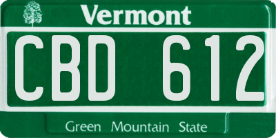 VT license plate CBD612