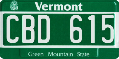 VT license plate CBD615