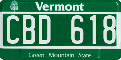 VT license plate CBD618