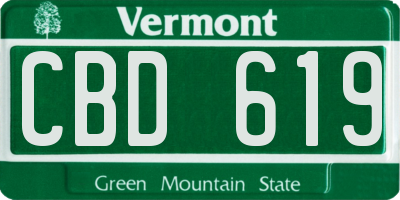 VT license plate CBD619