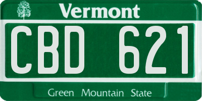 VT license plate CBD621