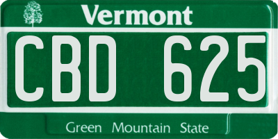 VT license plate CBD625