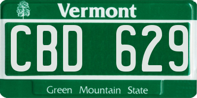 VT license plate CBD629