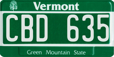 VT license plate CBD635