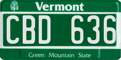 VT license plate CBD636