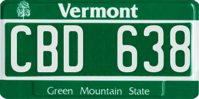 VT license plate CBD638