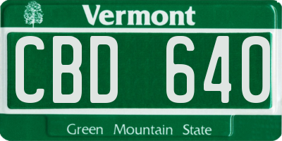 VT license plate CBD640