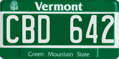 VT license plate CBD642