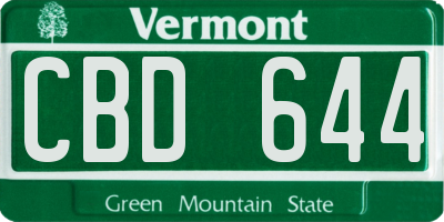 VT license plate CBD644
