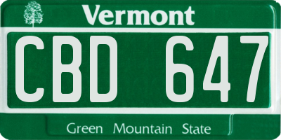 VT license plate CBD647