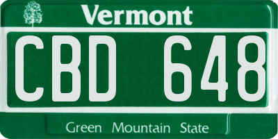 VT license plate CBD648