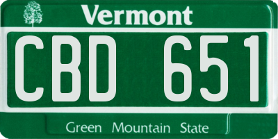 VT license plate CBD651