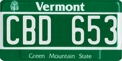 VT license plate CBD653