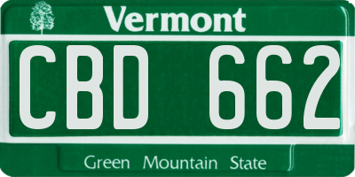 VT license plate CBD662