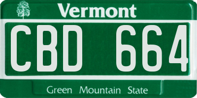 VT license plate CBD664