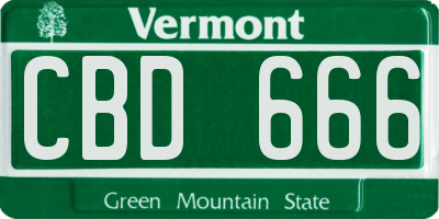 VT license plate CBD666