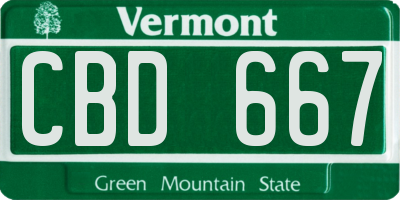 VT license plate CBD667
