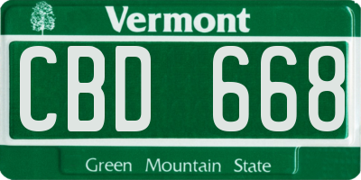 VT license plate CBD668