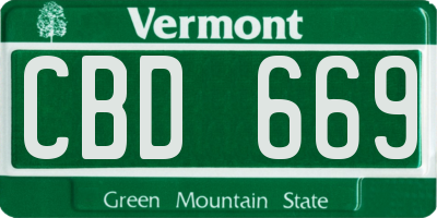 VT license plate CBD669