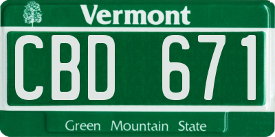 VT license plate CBD671