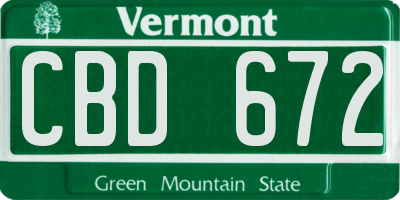 VT license plate CBD672
