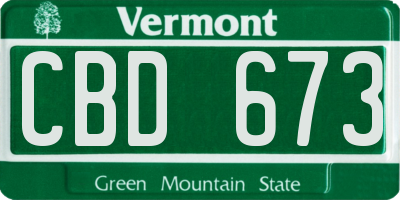 VT license plate CBD673
