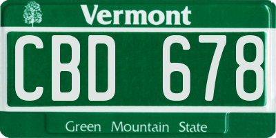 VT license plate CBD678