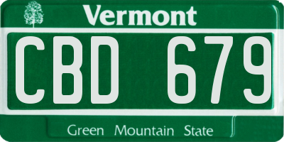 VT license plate CBD679