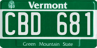 VT license plate CBD681
