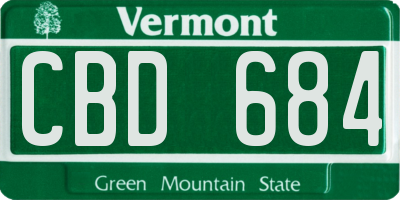 VT license plate CBD684