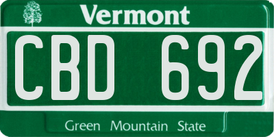 VT license plate CBD692