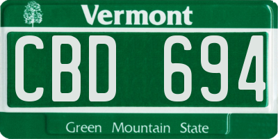 VT license plate CBD694