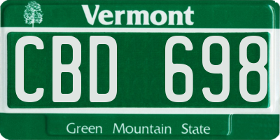 VT license plate CBD698