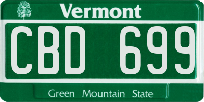 VT license plate CBD699